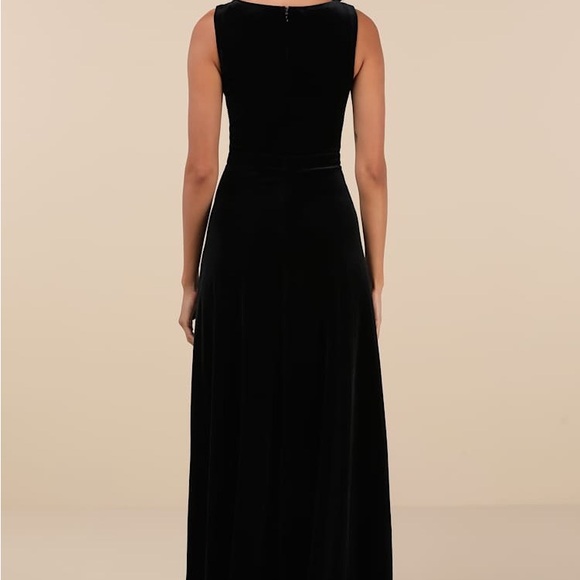 Lulus black velvet sleeveless maxi dress size L - Picture 2 of 11